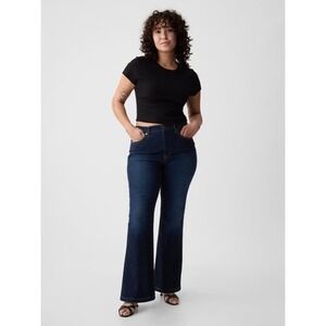 Gap 70s Flare High Rise Jeans Dark Wash Blue Denim 10/30R